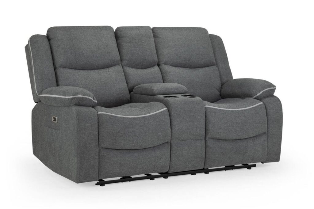 Honeypot furniture harald electric recliner sofa grey fabric 2 seater 09259.jpg