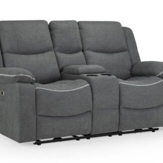 Vortex Grey Fabric Electric Recliner 2 Seater Sofa
