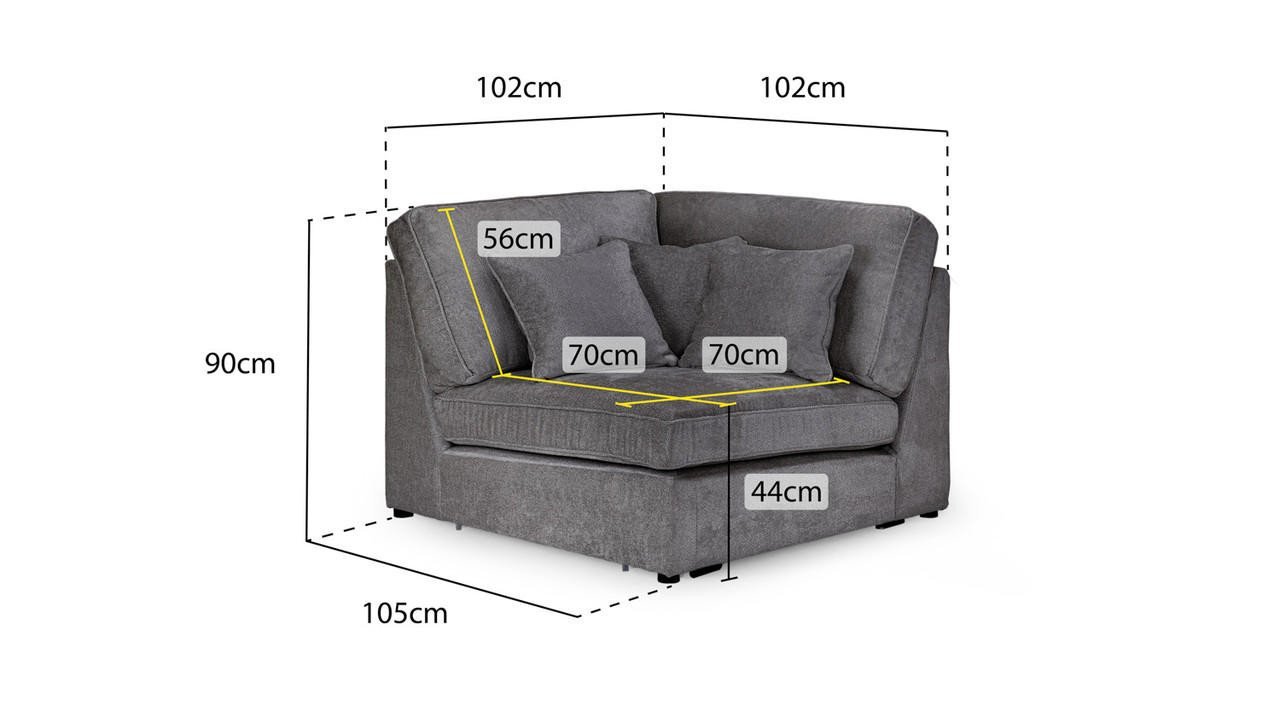 Landos Mocha Fabric Modular Corner Piece - Image 3