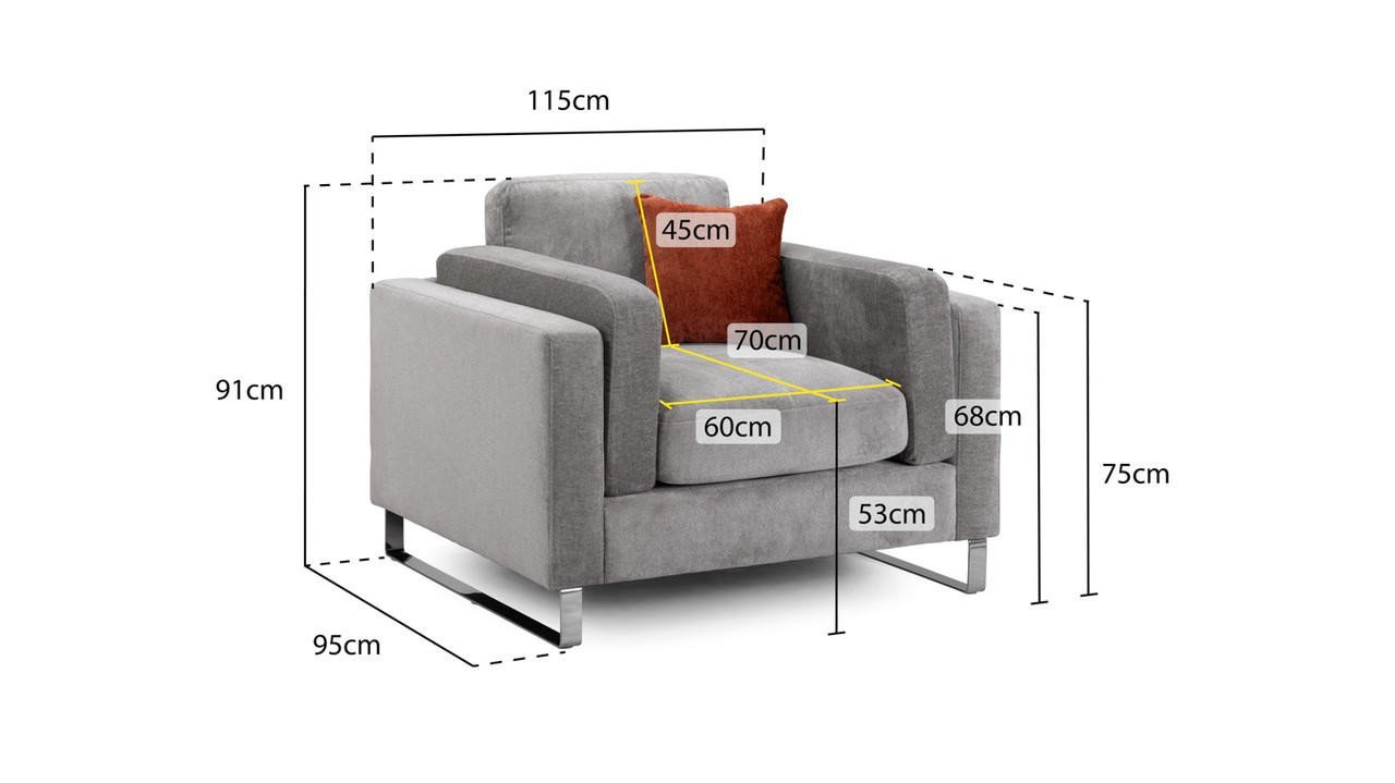 Ellis Grey Fabric Armchair - Image 3