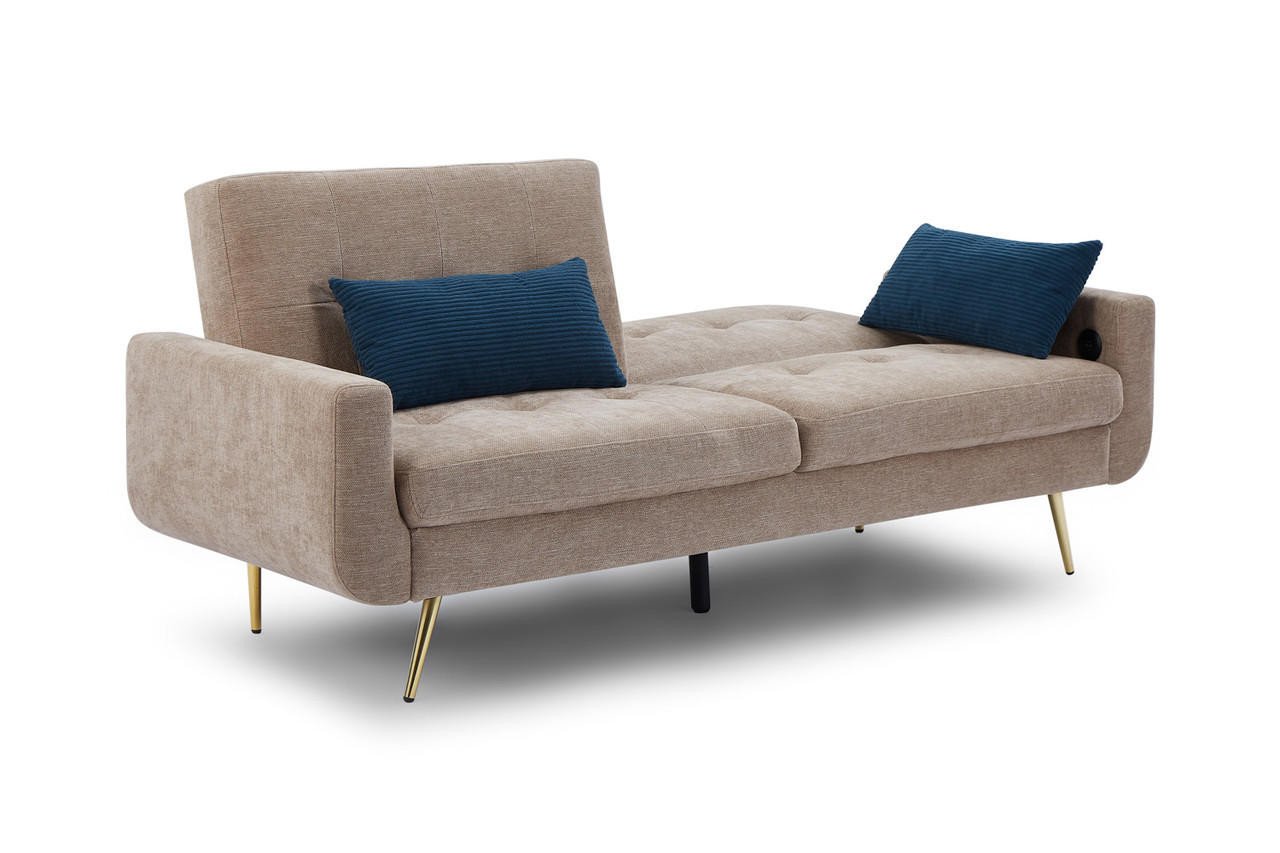 Ascent Mocha Fabric 3 Seater Sofa Bed - Image 3