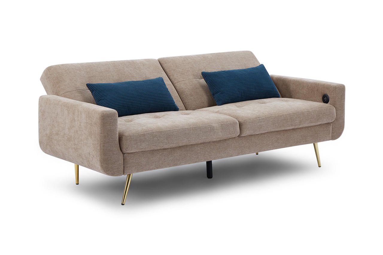 Ascent Mocha Fabric 3 Seater Sofa Bed - Image 4