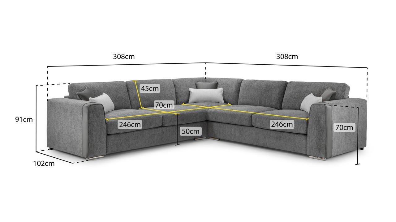 Valante Grey Fabric Large Corner Sofa - Image 2