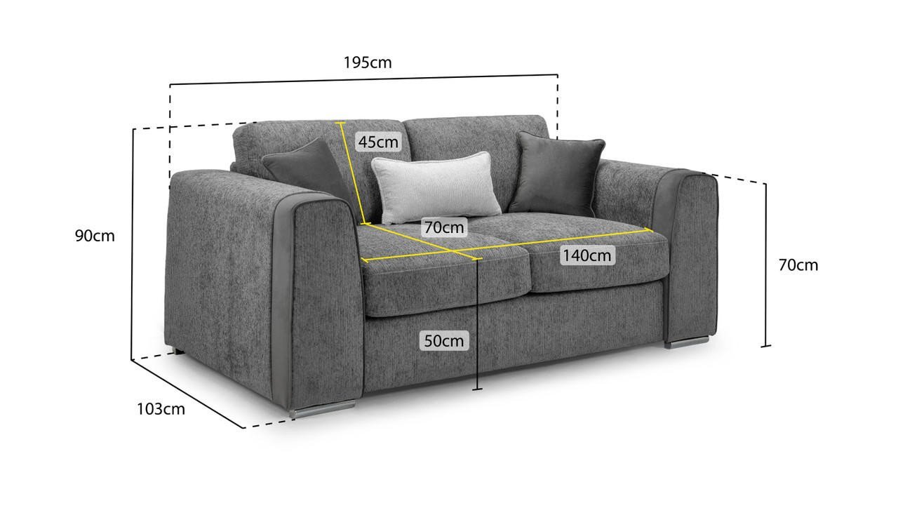 Valante Grey Fabric 2 Seater Sofa - Image 2