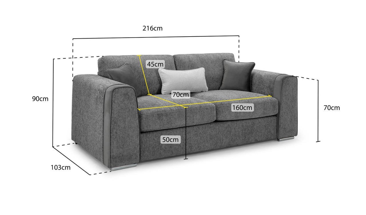 Valante Grey Fabric 3 Seater Sofa - Image 2