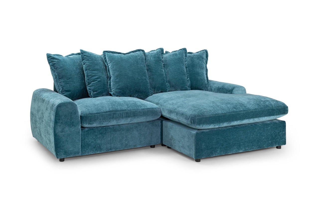 Lucius Teal Fabric Left Hand Facing Corner Sofa