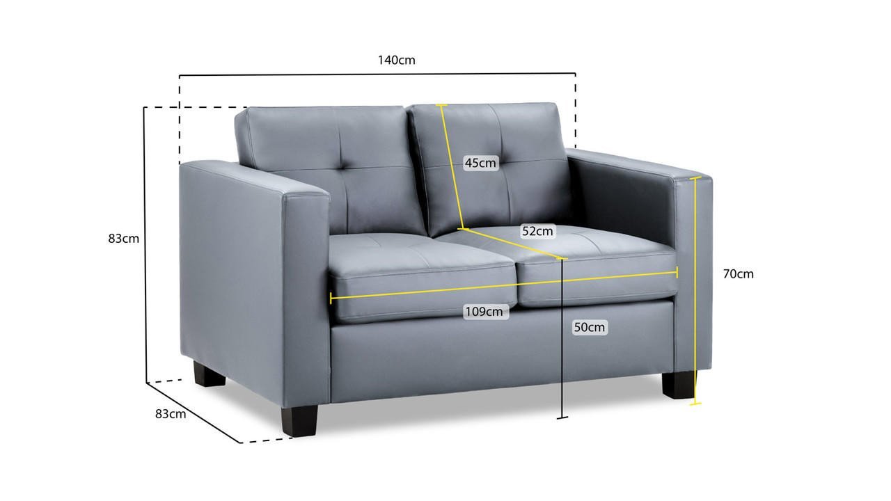 Aylin Grey Leather 2 Seater Sofa - Image 3