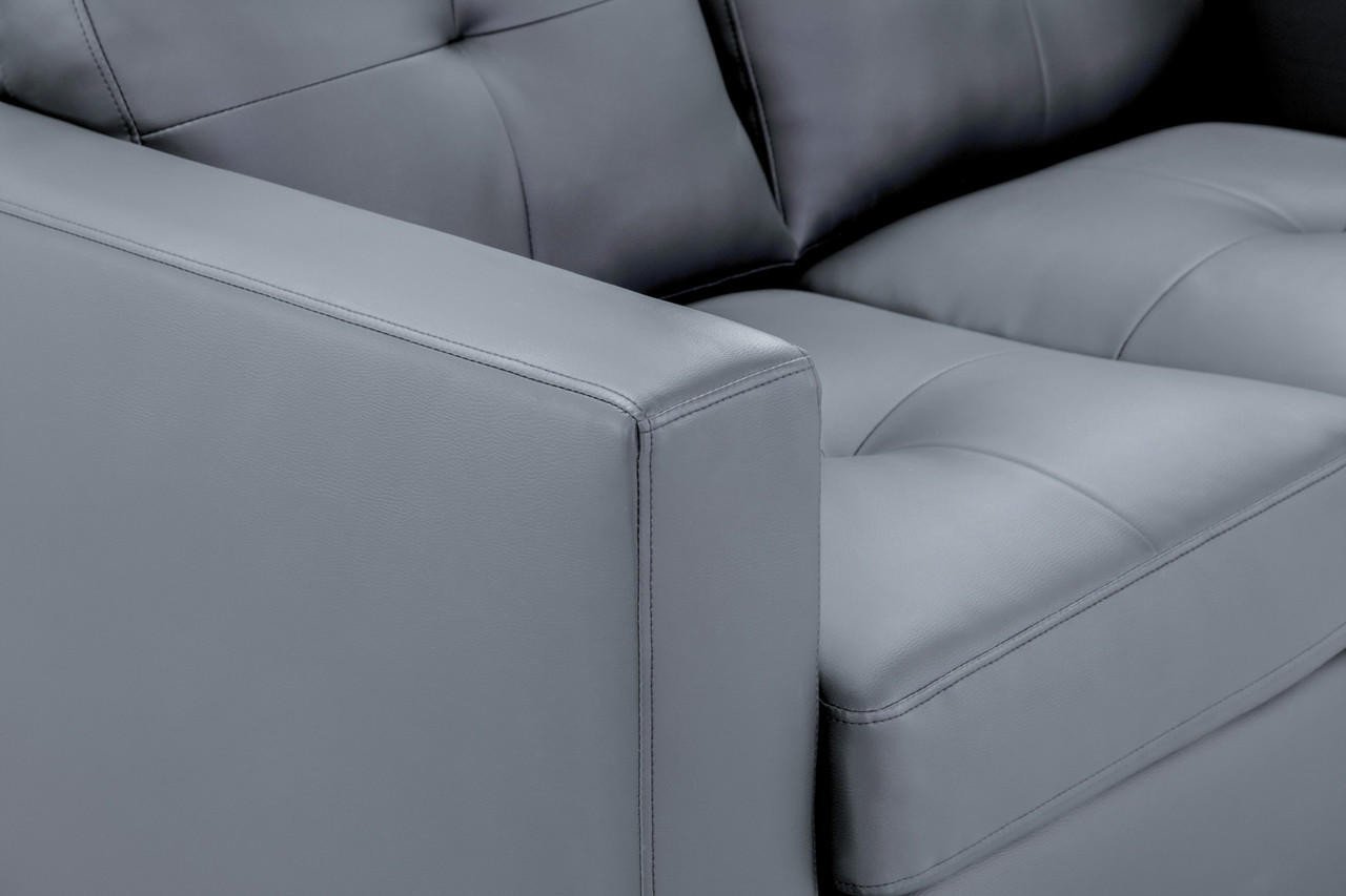 Aylin Grey Leather 2 Seater Sofa - Image 4