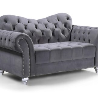 Cole Chesterfield Grey Fabric 2 Seater Sofa