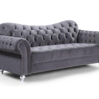 Cole Chesterfield Grey Fabric 3 Seater Sofa