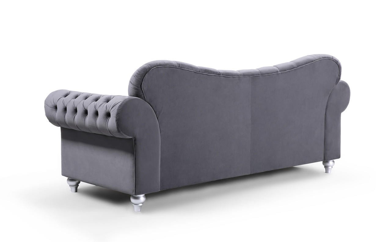 Cole Chesterfield Grey Fabric 3 Seater Sofa - Image 3