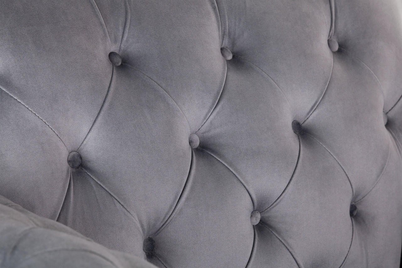Cole Chesterfield Grey Fabric Armchair - Image 7