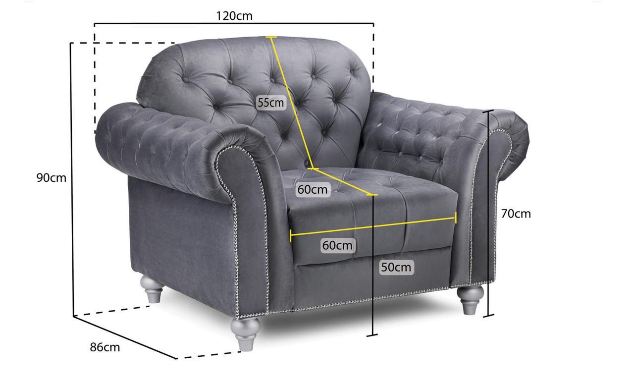 Cole Chesterfield Grey Fabric Armchair - Image 3