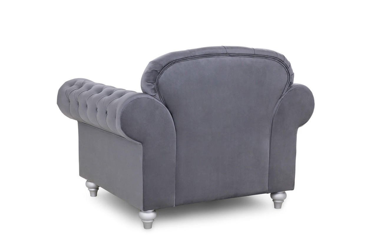 Cole Chesterfield Grey Fabric Armchair - Image 2
