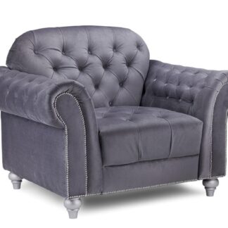 Cole Chesterfield Grey Fabric Armchair