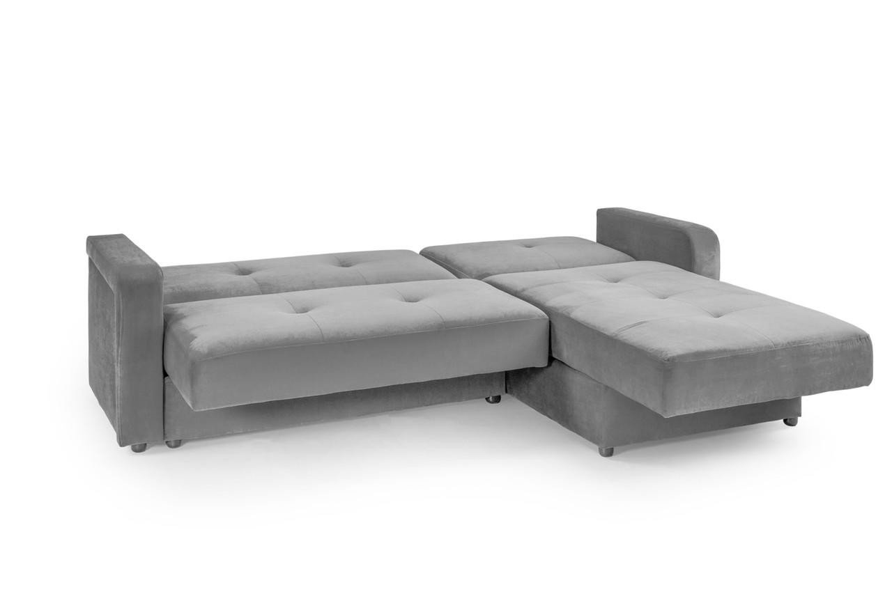 Jacque Plush Grey Fabric Universal Corner Sofa Bed - Image 2