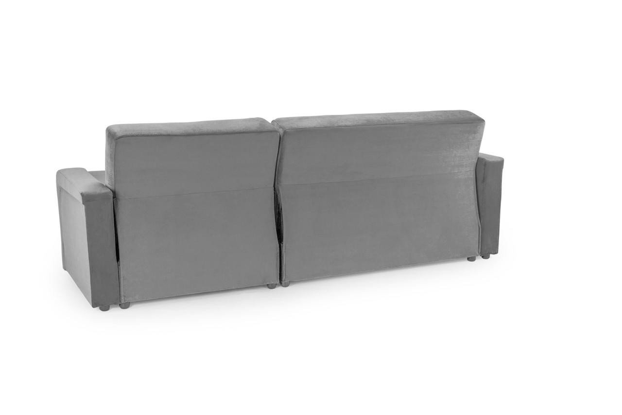 Jacque Plush Grey Fabric Universal Corner Sofa Bed - Image 4