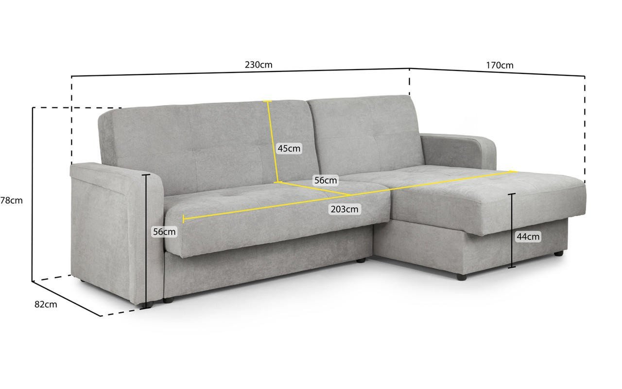 Jacque Plush Grey Fabric Universal Corner Sofa Bed - Image 5