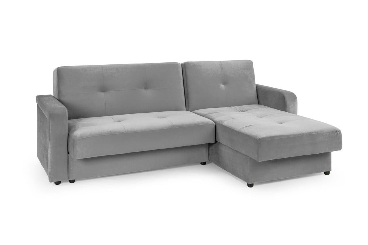 Jacque Plush Grey Fabric Universal Corner Sofa Bed