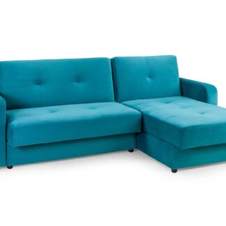 Jacque Plush Teal Fabric Universal Corner Sofa Bed