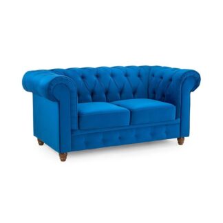 Messina Plush Blue Fabric 2 Seater Sofa