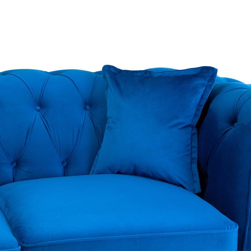 Messina Plush Blue Fabric 3+2 Sofa Set - Image 2