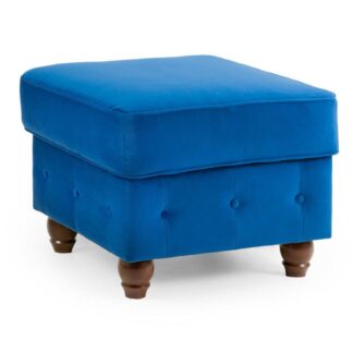 Messina Plush Blue Fabric Footstool