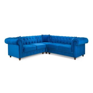 Messina Plush Blue Fabric Large Corner Sofa