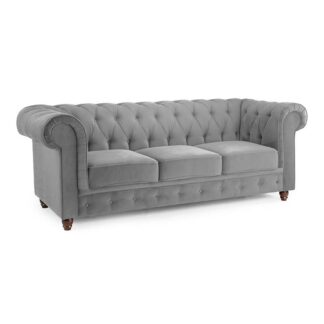Messina Plush Grey Fabric 3 Seater Sofa