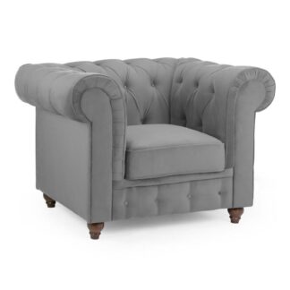 Messina Plush Grey Fabric Armchair