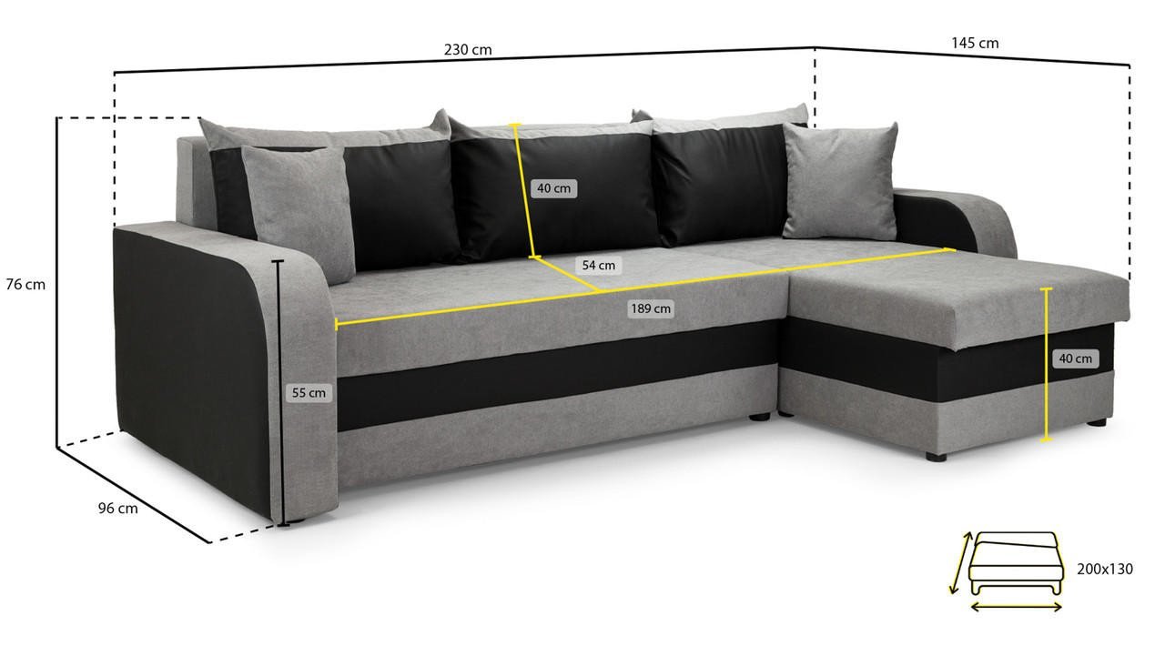 Wander Black and Grey Universal Corner Sofa Bed - Image 5