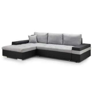 Newbury Black and Grey Left Hand Facing Corner Sofa Bed