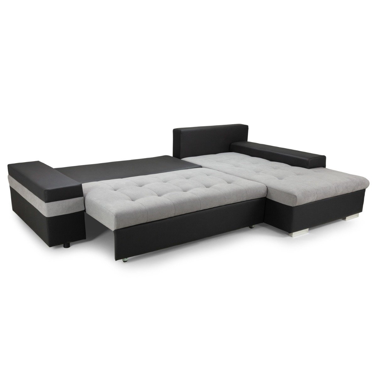 Newbury Black and Grey Left Hand Facing Corner Sofa Bed - Image 2