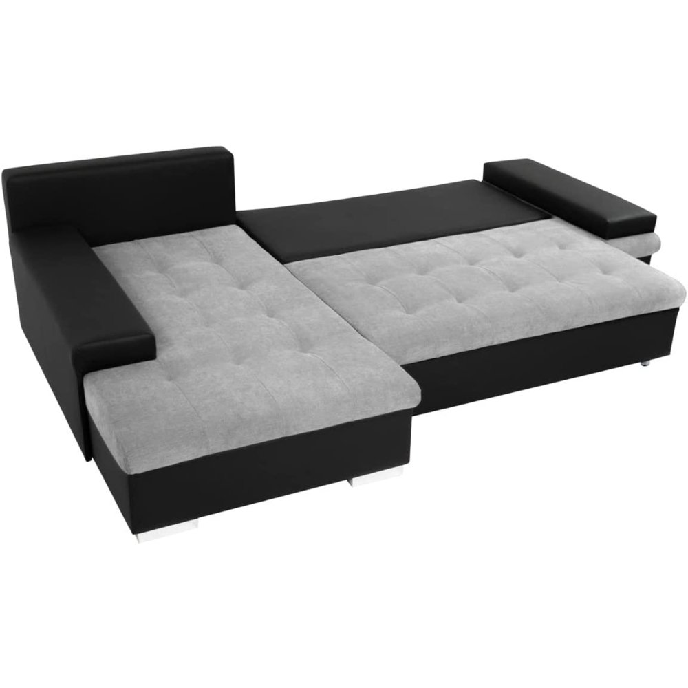Newbury Black and Grey Left Hand Facing Corner Sofa Bed - Image 9