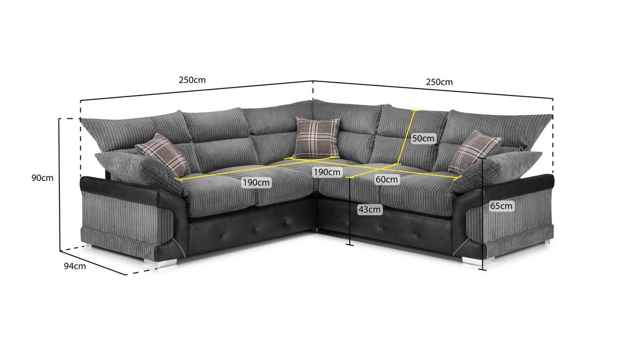 Horace Black and Grey Corner Sofa - Image 2