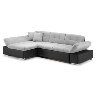Solero Black and Grey Left Hand Facing Corner Sofa Bed