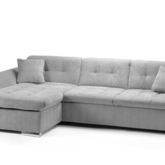 Solero Grey Fabric Left Hand Facing Corner Sofa Bed