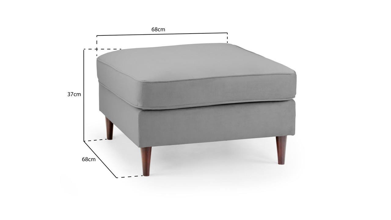Dalmore Plush Grey Fabric Footstool - Image 2