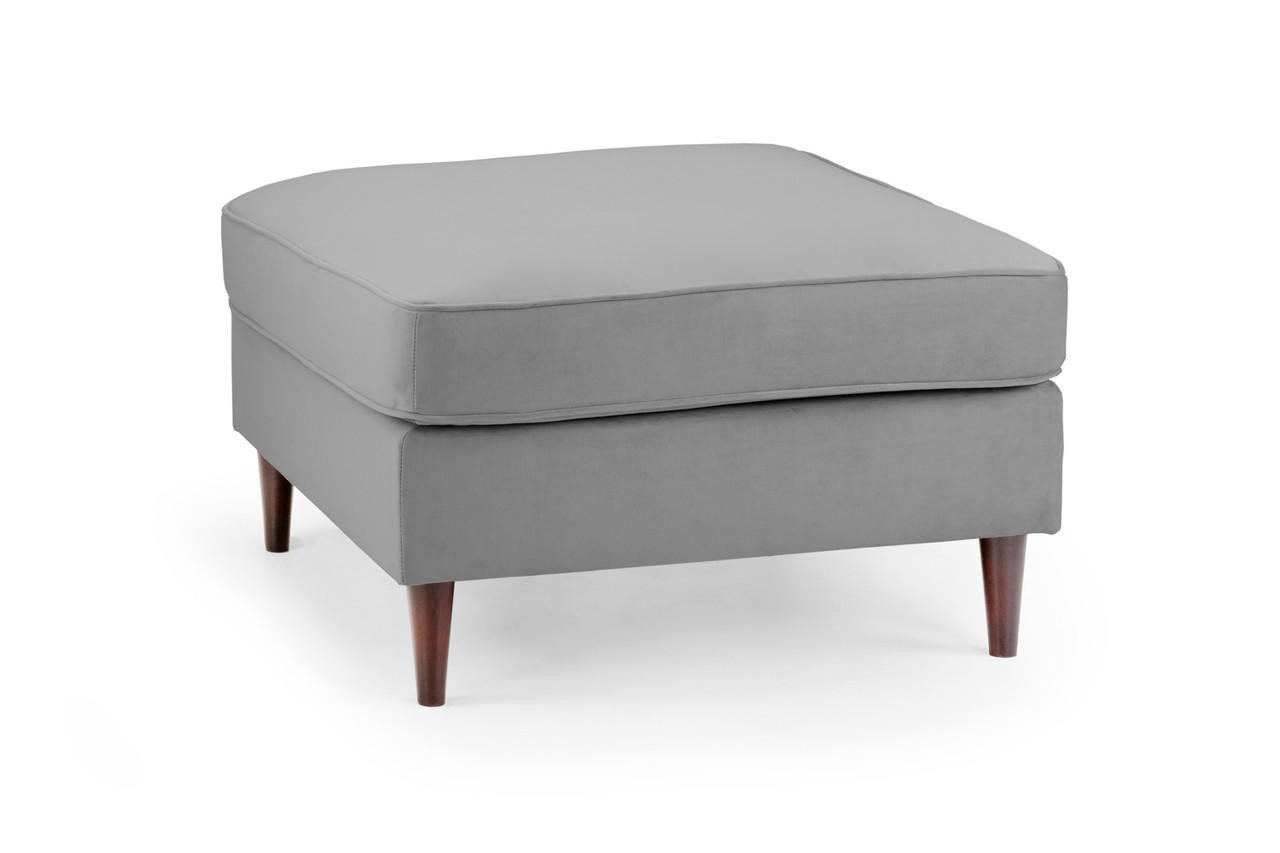 Dalmore Plush Grey Fabric Footstool