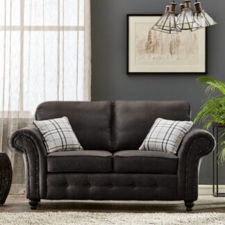 Maxen Charcoal Leather 2 Seater Sofa