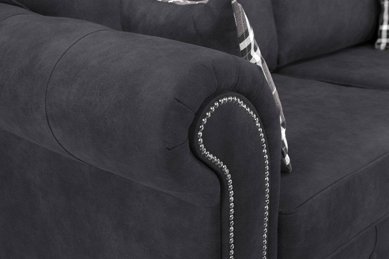 Maxen Charcoal Fabric 3 Seater Sofa - Image 3