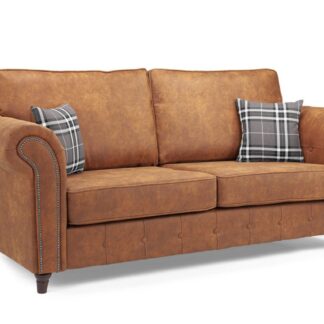 Maxen Tan Leather 3 Seater Sofa