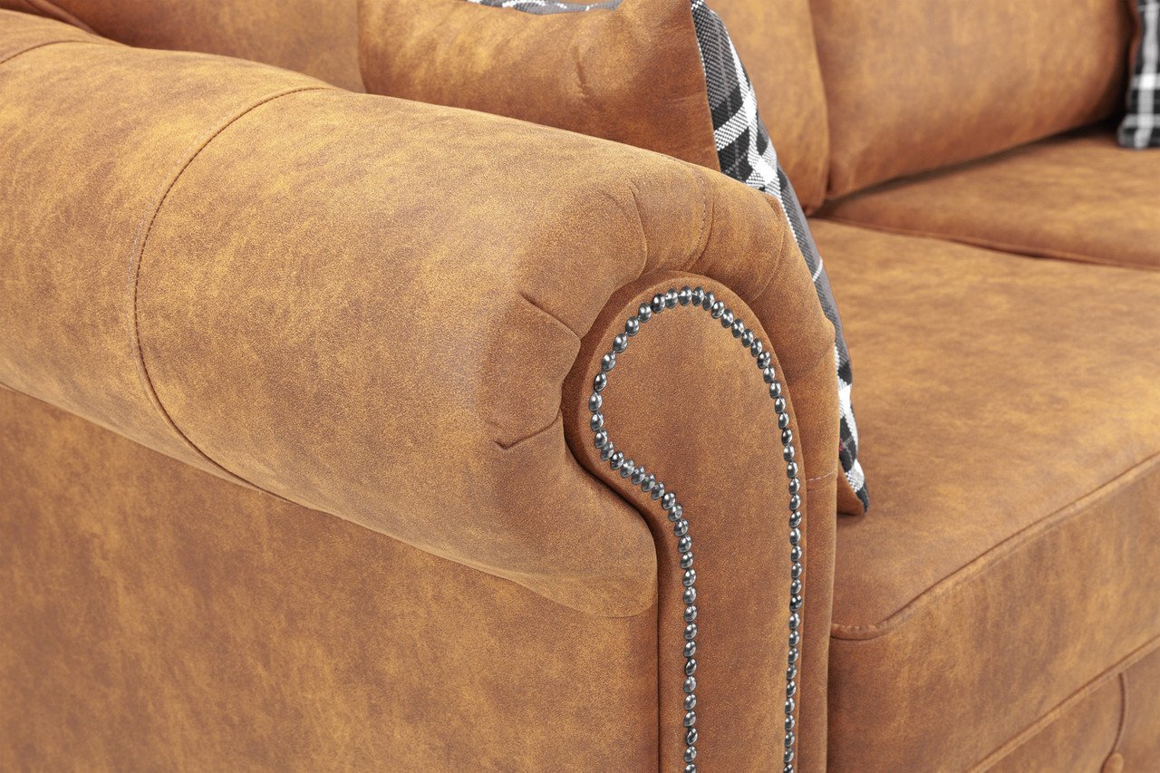 Maxen Tan Leather Right Hand Facing Corner Sofa - Image 4