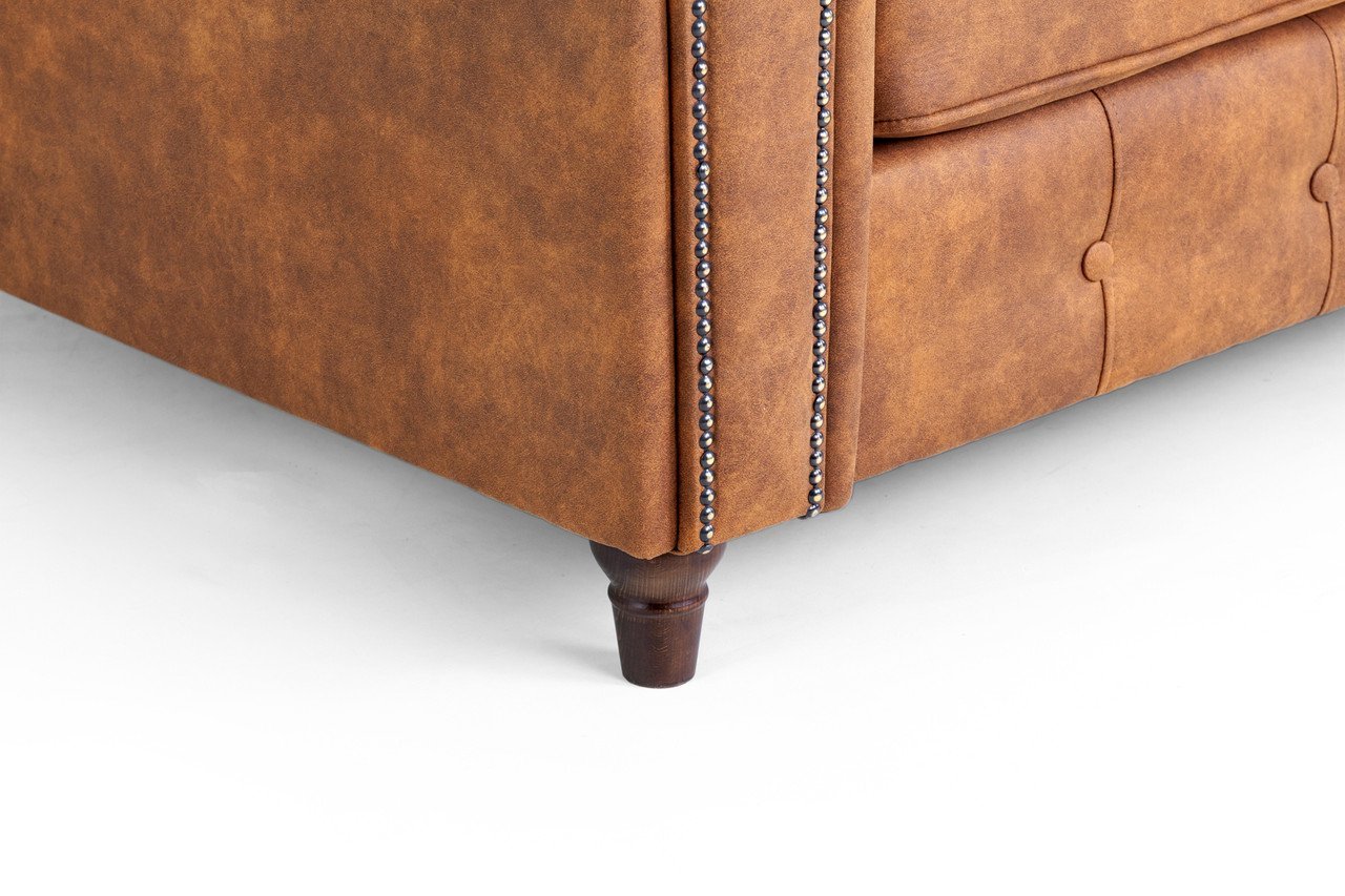 Maxen Tan Leather 2 Seater Sofa - Image 6