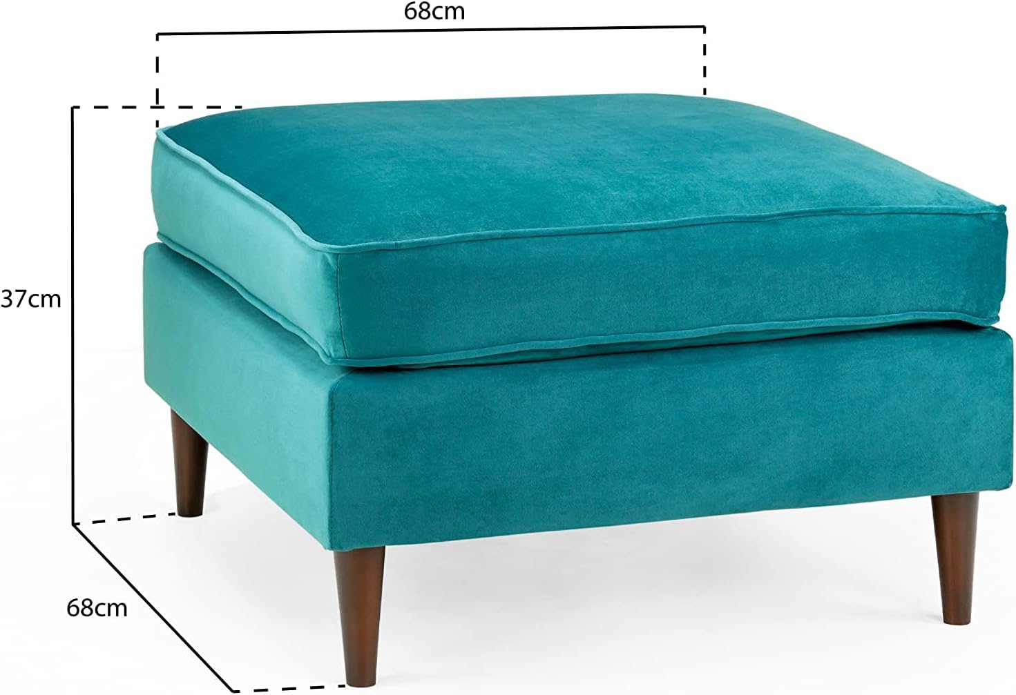 Barkham Plush Teal Fabric Footstool - Image 2