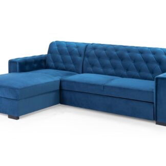 Baxley Plush Blue Fabric Left Hand Facing Corner Sofa Bed