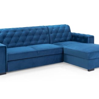 Baxley Plush Blue Fabric Right Hand Facing Corner Sofa Bed