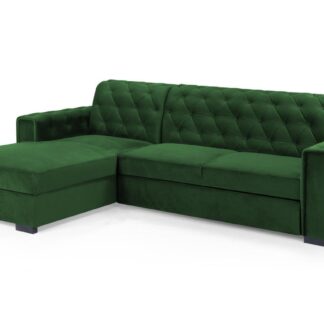 Baxley Plush Green Fabric Left Hand Facing Corner Sofa Bed