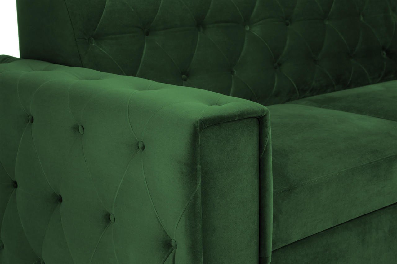 Baxley Plush Green Fabric Left Hand Facing Corner Sofa Bed - Image 6