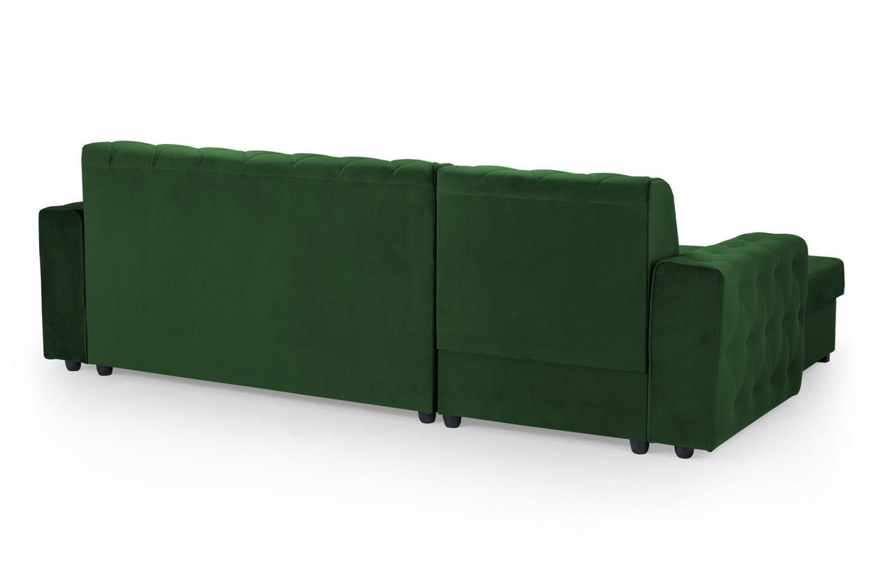 Baxley Plush Green Fabric Left Hand Facing Corner Sofa Bed - Image 4